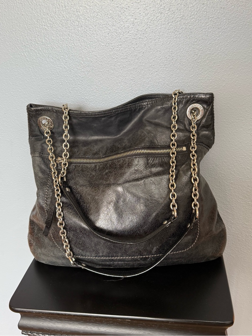 Vintage Y2K COACH Poppy Slim Convertible Black Leather Shoulder/Crossbody Nag
